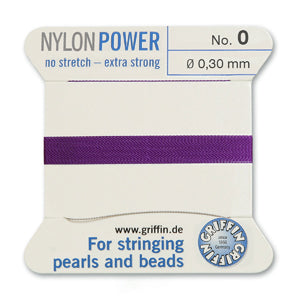 Amethyst Griffin Nylon Size 0 Needle End Bead Cord (40 Pcs) #BCNAT00G