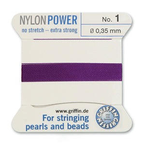 Amethyst Griffin Nylon Size 1 Needle End Bead Cord (40 Pcs) #BCNAT01G