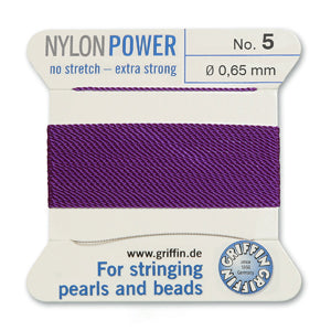 Amethyst Griffin Nylon Size 5 Needle End Bead Cord (40 Pcs) #BCNAT05G