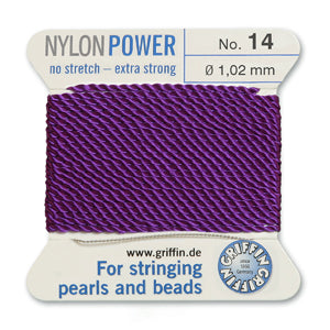 Amethyst Griffin Nylon Size 14 Needle End Bead Cord (40 Pcs) #BCNAT14G