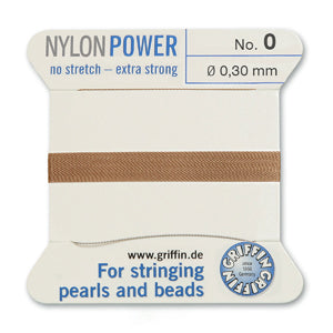 Beige Griffin Nylon Size 0 Needle End Bead Cord (40 Pcs) #BCNBG00G