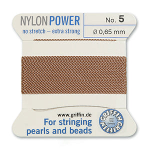 Beige Griffin Nylon Size 5 Needle End Bead Cord (40 Pcs) #BCNBG05G