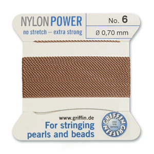 Beige Griffin Nylon Size 6 Needle End Bead Cord (40 Pcs) #BCNBG06G