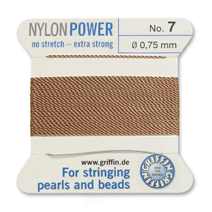 Beige Griffin Nylon Size 7 Needle End Bead Cord (40 Pcs) #BCNBG07G
