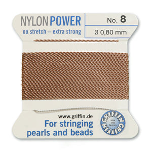 Beige Griffin Nylon Size 8 Needle End Bead Cord (40 Pcs) #BCNBG08G
