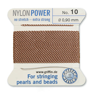 Beige Griffin Nylon Size 10 Needle End Bead Cord (40 Pcs) #BCNBG10G