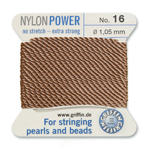 Beige Griffin Nylon Size 16 Needle End Bead Cord (40 Pcs) #BCNBG16G