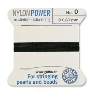 Black Griffin Nylon Size 0 Needle End Bead Cord #CGF002