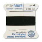 Black Griffin Nylon Size 4 Needle End Bead Cord #CGF202