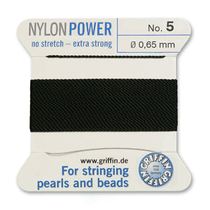 Black Griffin Nylon Size 5 Needle End Bead Cord (40 Pcs) #BCNBK05G –  General Bead
