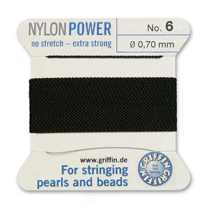 Black Griffin Nylon Size 6 Needle End Bead Cord #CGF302