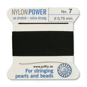 Black Griffin Nylon Size 7 Needle End Bead Cord (40 Pcs) #BCNBK07G