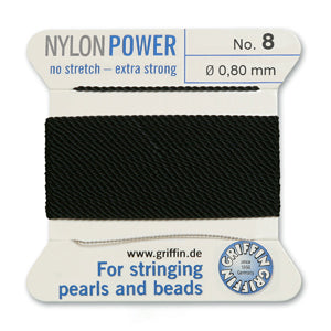 Black Griffin Nylon Size 8 Needle End Bead Cord #CGF402