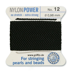 Black Griffin Nylon Size 12 Needle End Bead Cord #CGF602