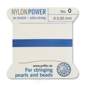 Blue Griffin Nylon Size 0 Needle End Bead Cord (40 Pcs) #BCNBL00G