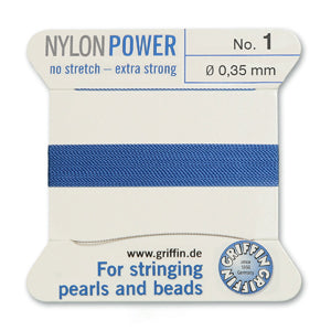 Blue Griffin Nylon Size 1 Needle End Bead Cord (40 Pcs) #BCNBL01G