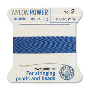 Blue Griffin Nylon Size 2 Needle End Bead Cord (40 Pcs) #BCNBL02G