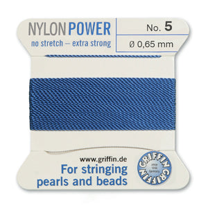 Blue Griffin Nylon Size 5 Needle End Bead Cord (40 Pcs) #BCNBL05G