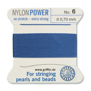 Blue Griffin Nylon Size 6 Needle End Bead Cord (40 Pcs) #BCNBL06G