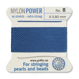 Blue Griffin Nylon Size 8 Needle End Bead Cord (40 Pcs) #BCNBL08G