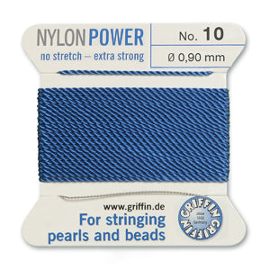 Blue Griffin Nylon Size 10 Needle End Bead Cord (40 Pcs) #BCNBL10G