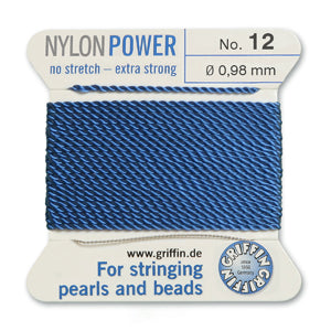 Blue Griffin Nylon Size 12 Needle End Bead Cord (40 Pcs) #BCNBL12G