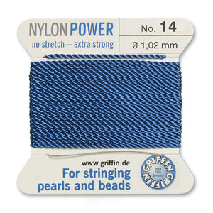 Blue Griffin Nylon Size 14 Needle End Bead Cord (40 Pcs) #BCNBL14G
