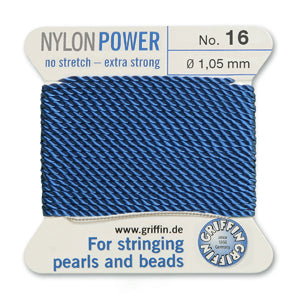 Blue Griffin Nylon Size 16 Needle End Bead Cord (40 Pcs) #BCNBL16G