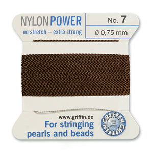 Brown Griffin Nylon Size 7 Needle End Bead Cord (40 Pcs) #BCNBR07G