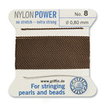 Brown Griffin Nylon Size 8 Needle End Bead Cord (40 Pcs) #BCNBR08G