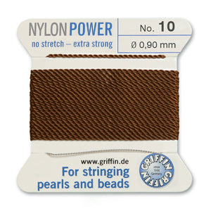 Brown Griffin Nylon Size 10 Needle End Bead Cord (40 Pcs) #BCNBR10G