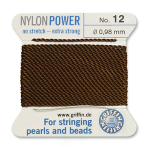 Brown Griffin Nylon Size 12 Needle End Bead Cord (40 Pcs) #BCNBR12G