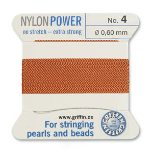 Carnelian Griffin Nylon Size 4 Needle End Bead Cord (40 Pcs) #BCNCN04G