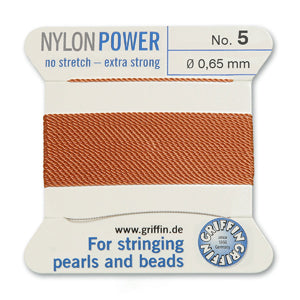 Carnelian Griffin Nylon Size 5 Needle End Bead Cord (40 Pcs) #BCNCN05G