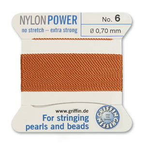 Carnelian Griffin Nylon Size 6 Needle End Bead Cord (40 Pcs) #BCNCN06G