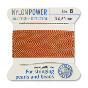 Carnelian Griffin Nylon Size 8 Needle End Bead Cord (40 Pcs) #BCNCN08G