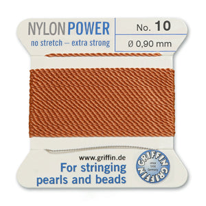 Carnelian Griffin Nylon Size 10 Needle End Bead Cord (40 Pcs) #BCNCN10G