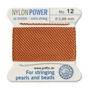 Carnelian Griffin Nylon Size 12 Needle End Bead Cord (40 Pcs) #BCNCN12G