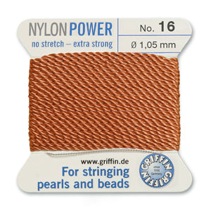Carnelian Griffin Nylon Size 16 Needle End Bead Cord (40 Pcs) #BCNCN16G