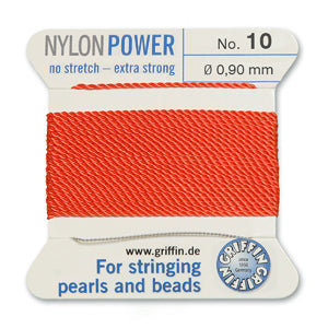 Coral Griffin Nylon Size 10 Needle End Bead Cord (40 Pcs) #BCNCR10G