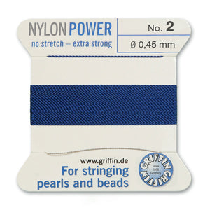 Dark Blue Griffin Nylon Size 2 Needle End Bead Cord (40 Pcs) #BCNDB02G