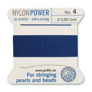 Dark Blue Griffin Nylon Size 4 Needle End Bead Cord (40 Pcs) #BCNDB04G