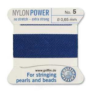 Dark Blue Griffin Nylon Size 5 Needle End Bead Cord (40 Pcs) #BCNDB05G