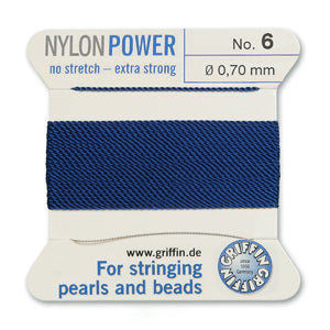 Dark Blue Griffin Nylon Size 6 Needle End Bead Cord (40 Pcs) #BCNDB06G