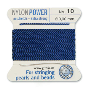 Dark Blue Griffin Nylon Size 10 Needle End Bead Cord (40 Pcs) #BCNDB10G