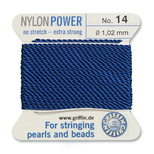 Dark Blue Griffin Nylon Size 14 Needle End Bead Cord (40 Pcs) #BCNDB14G