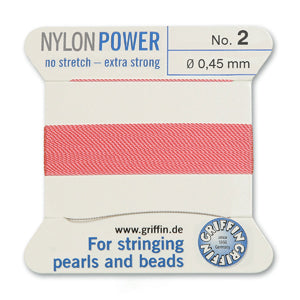 Dark Pink Griffin Nylon Size 2 Needle End Bead Cord (40 Pcs) #BCNDP02G