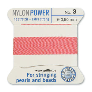 Dark Pink Griffin Nylon Size 3 Needle End Bead Cord (40 Pcs) #BCNDP03G