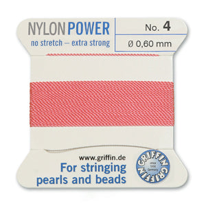 Dark Pink Griffin Nylon Size 4 Needle End Bead Cord (40 Pcs) #BCNDP04G