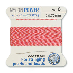 Dark Pink Griffin Nylon Size 6 Needle End Bead Cord (40 Pcs) #BCNDP06G
